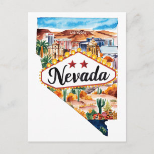 Nevada USA State Vintage Wasserfarben Postkarte