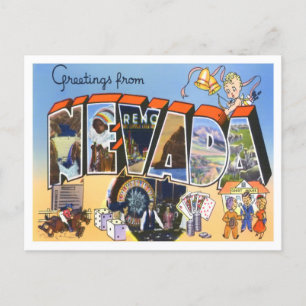 Nevada Vintag Big Letters Postcard Postkarte