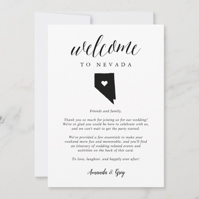 Nevada Wedding Welcome Letter & Itinerary (Vorderseite)