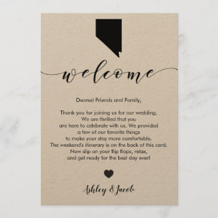 Nevada Wedding Welcome Letter & Itinerary Card Programm