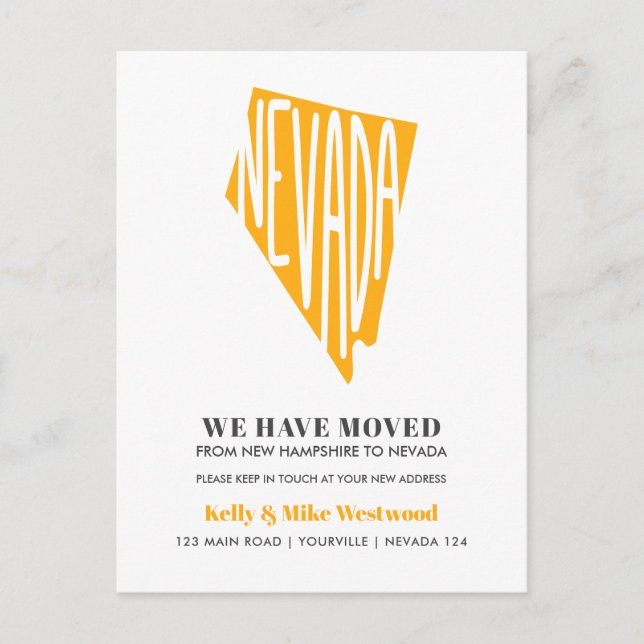 NEVADA Wir haben neue Adresse Neue Zuhause verscho Postkarte (Vorderseite)