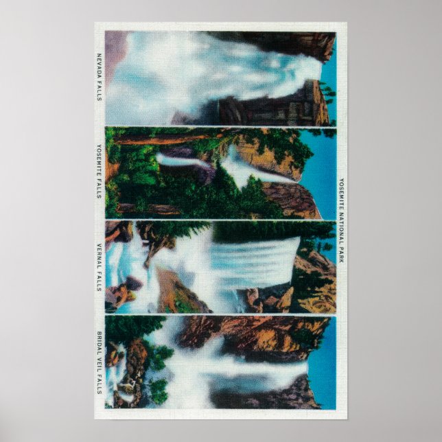 Nevada, Yosemite, Vernal und Bridal Veil Falls Poster (Vorne)