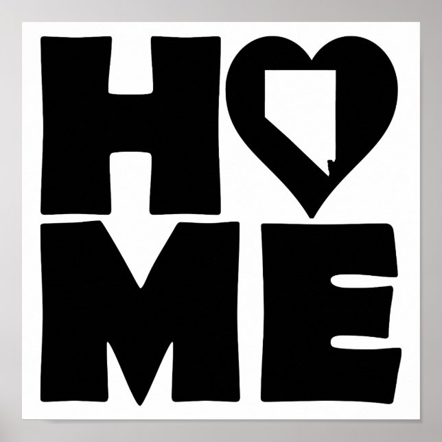 Nevada Zuhause Heart Staat Poster Sign (Vorne)