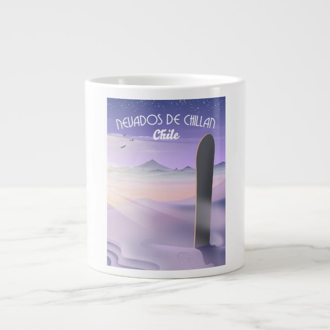 Nevados de Chillan, Chile Snowboarder Poster. Jumbo-Tasse (Vorderseite)