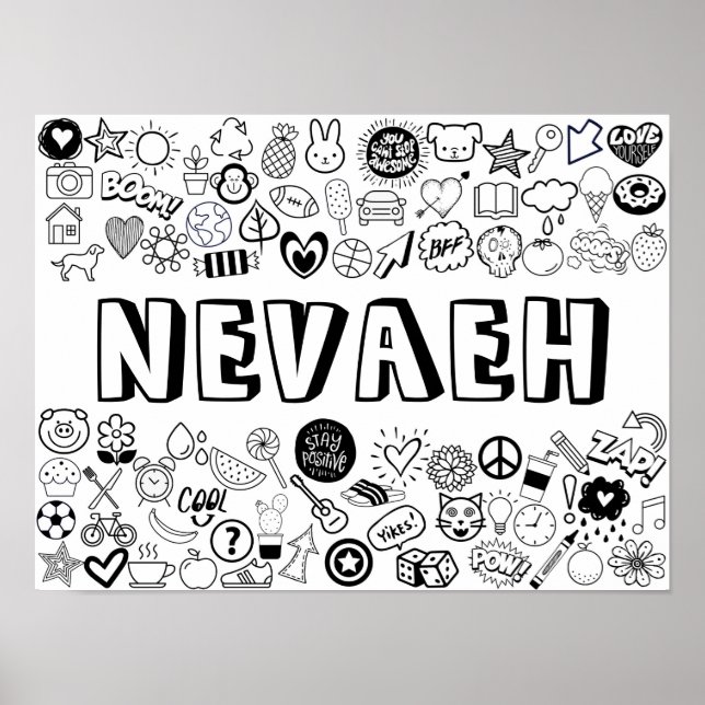 'NEVAEH' Color-it-Yourself-Kontur Poster (Vorne)