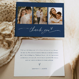 NEVE Navy Blue Foto Hochzeit Danke Karte