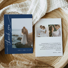 NEVE Navy Blue Foto Hochzeit Danke Karte