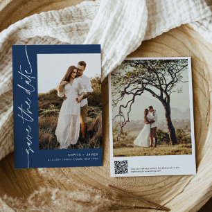 NEVE Navy Blue Foto Save the Date Card Einladung
