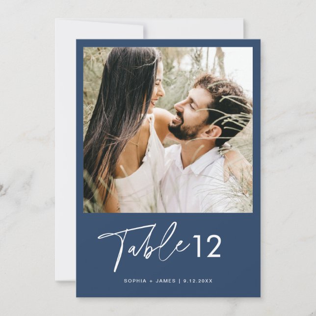 NEVE Navy Minimalistisch Foto Tischnummer 12x18 (Vorderseite)