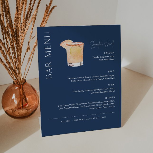 NEVE Navy Signature Drink Wedding Bar Menu Sockelschild (Von Creator hochgeladen)