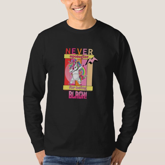 Never Apologize For Being Black - Dabbing Retro Un T-Shirt (Vorderseite)