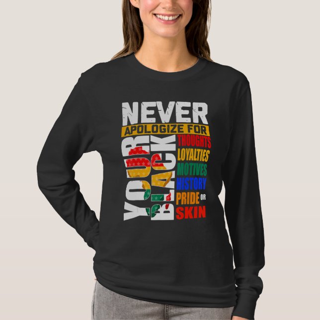 Never Apologize For Your Blackness Black History M T-Shirt (Vorderseite)