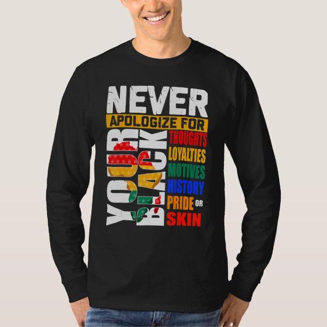 Never Apologize For Your Blackness Black History M T-Shirt (Vorderseite)