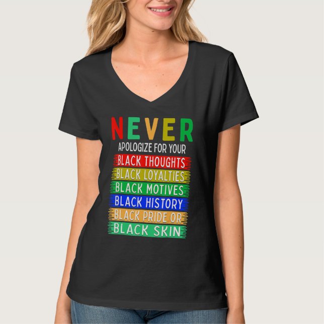 Never Apologize For Your Blackness Black History M T-Shirt (Vorderseite)