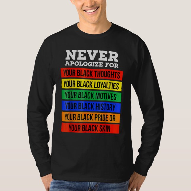 Never Apologize For Your Blackness Black History M T-Shirt (Vorderseite)