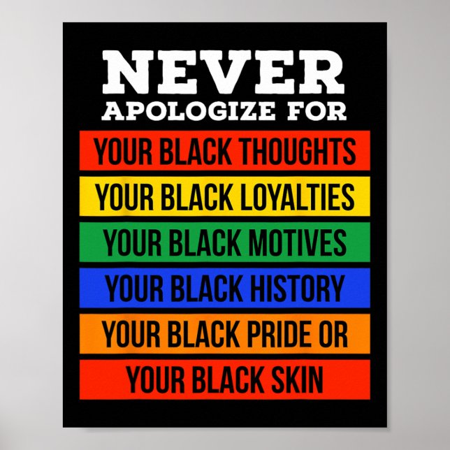 Never Apologize For Your Blackness - Black History Poster (Vorne)