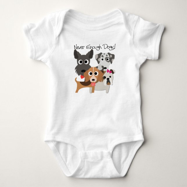 Never Enough Dogs Baby Strampler (Vorderseite)