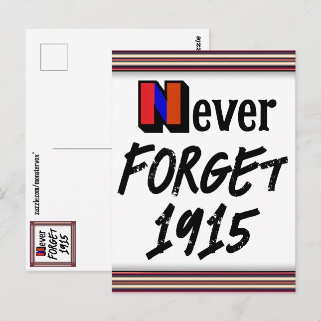 Never Forget 1915 Postcard Postkarte (Vorne/Hinten)