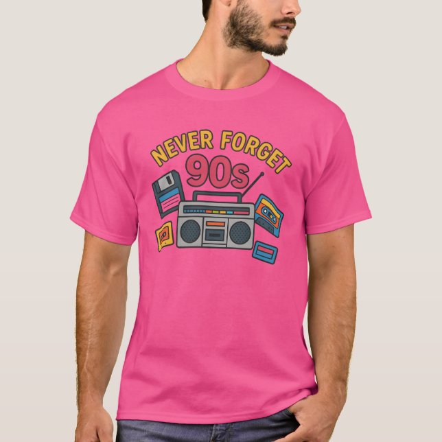 Never Forget 90s Retro Gift Cassette Floppy friend T-Shirt (Vorderseite)