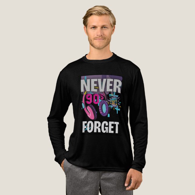 Never Forget the 90s Retro Art Print Tri-Blend Shirt (Volle Vorderseite)