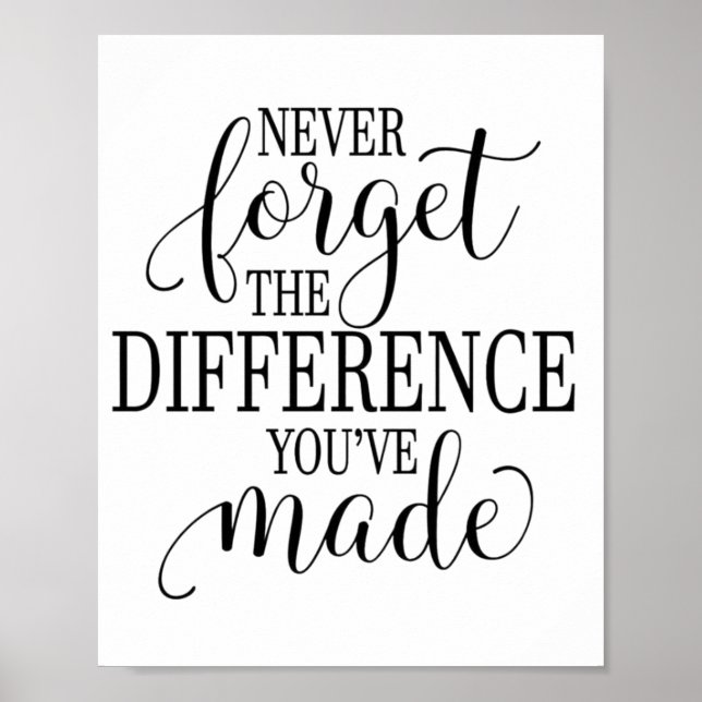 Never Forget the Difference You’ve Made Poster (Vorne)