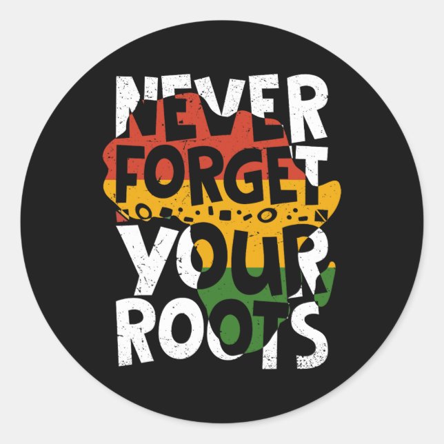 Never Forget Your Roots Afro American Black Histor Runder Aufkleber (Vorderseite)