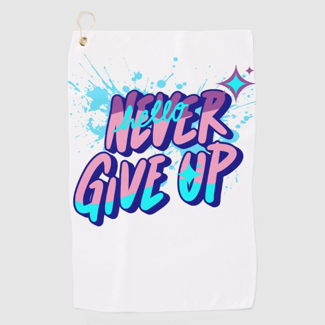 NEVER GIVE UP  GOLFHANDTUCH (Vorderseite)