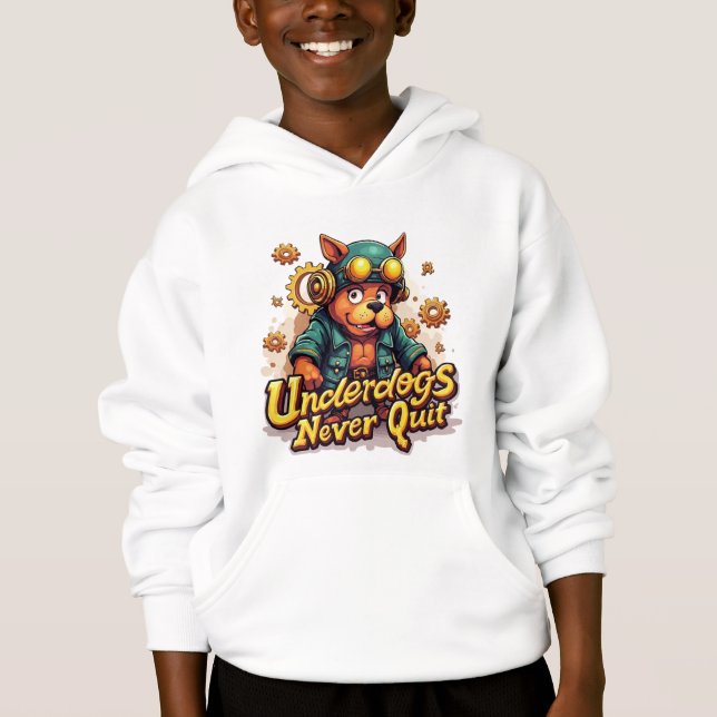 Never Quit Boys Hoodie – Underdog Tag  (Vorderseite)