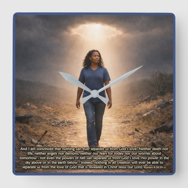 Never separated from God Quadratische Wanduhr (Vorderseite)