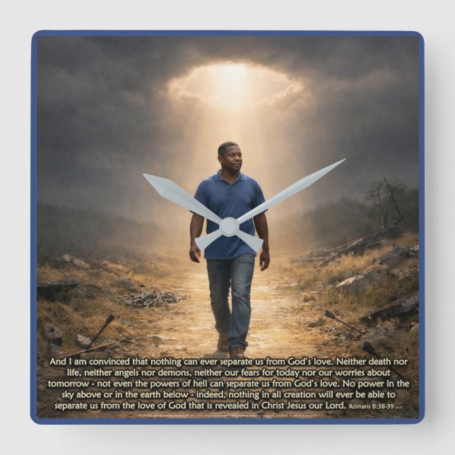 Never separated from God Quadratische Wanduhr (Vorderseite)