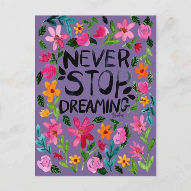 Never stop dreaming postkarte (Vorderseite)