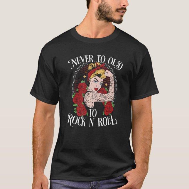 Never Too Old To Rock N´Roll  Rockabilly Premium T-Shirt (Vorderseite)