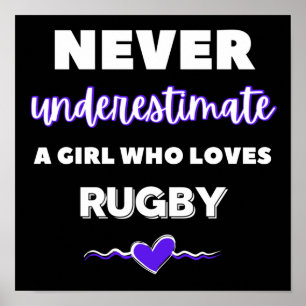 Never underestimate a girl who loves rugby poster