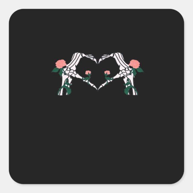 Never Wilts - Skeleton Hands-Rose Quadratischer Aufkleber (Vorderseite)