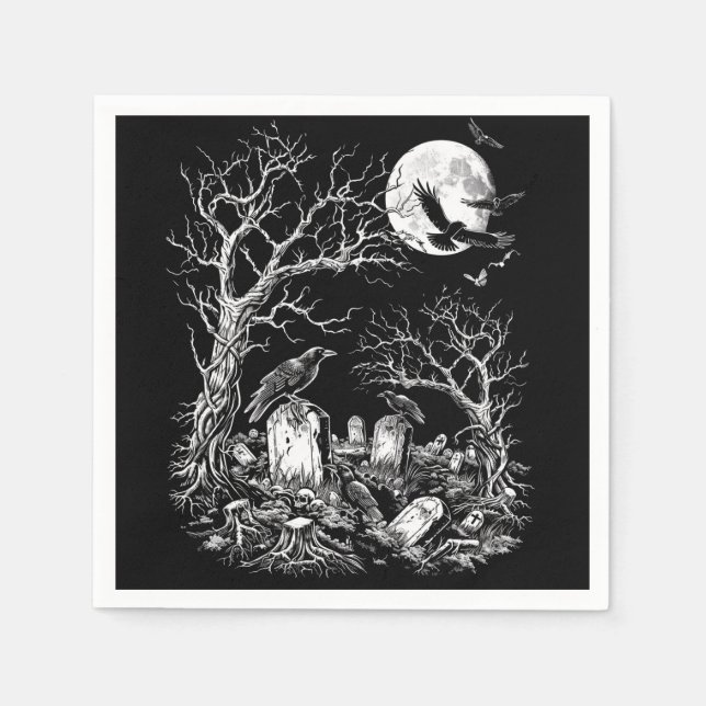 Nevermore Friedhof Serviette (Vorderseite)