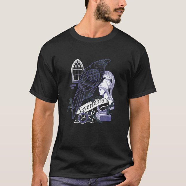 Nevermore Raven Gothic Poetbook Lover Poe T Shi T-Shirt (Vorderseite)