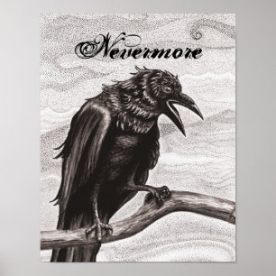 Nevermore Raven im Nebelposter Poster
