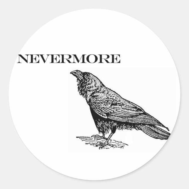 Nevermore Raven Runder Aufkleber (Vorderseite)