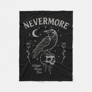 Nevermore Raven Skull Art, Gothic Edgar Allan Poe Fleecedecke