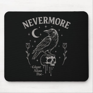 Nevermore Raven Skull Art, Gothic Edgar Allan Poe Mousepad