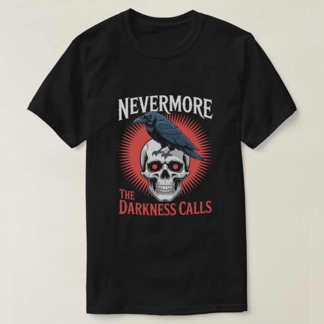 Nevermore Raven Skull Gothic Horror T-Shirt (Design vorne)