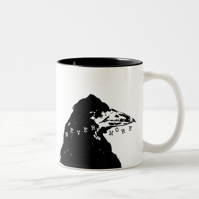 Nevermore Raven von Edgar Allan Poe Zweifarbige Tasse (Rechts)