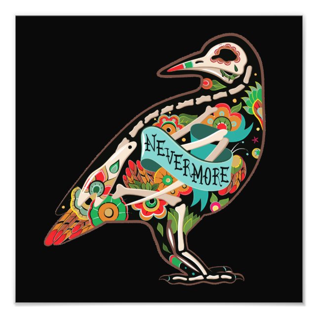 Nevermore Sugar Skull Raven Fotodruck (Vorne)