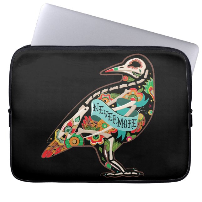 Nevermore Sugar Skull Raven Laptopschutzhülle (Vorderseite)