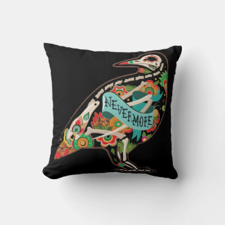 Nevermore Sugar Skull Raven Pillow Kissen