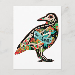 Nevermore Sugar Skull Raven Postcard Postkarte