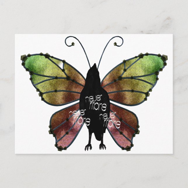 Nevermore x3 Butterfly Raven Postkarte (Vorderseite)