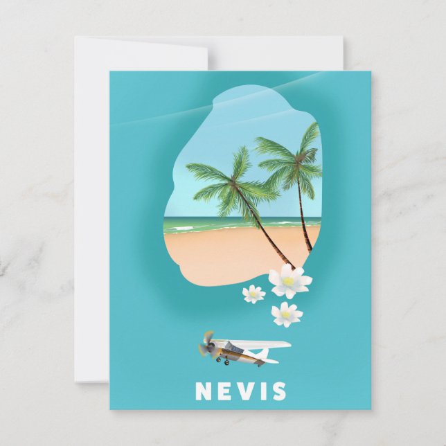 Nevis Karibik Insel Illustrierte Karte. (Vorderseite)