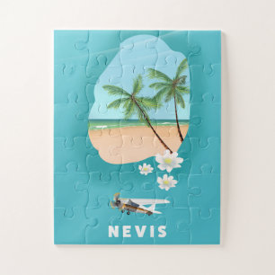 Nevis Karibikinsel Illustrierte Karte. Puzzle