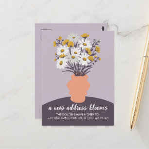 New Address Blooms Moskation Announcement Bouquet Postkarte